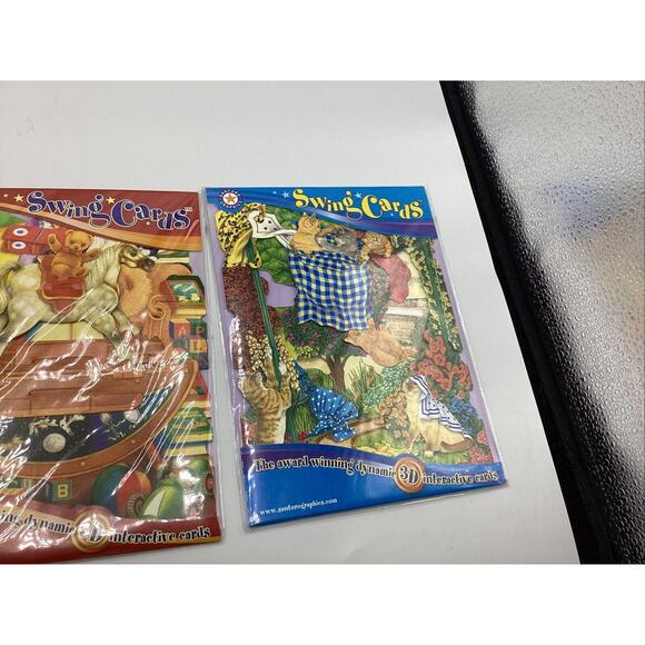 Set Of 3 SANTORO SWING CARDS- 3-D - Greeting Cards Fish Rocking Horse Cats - Picture 4 of 12